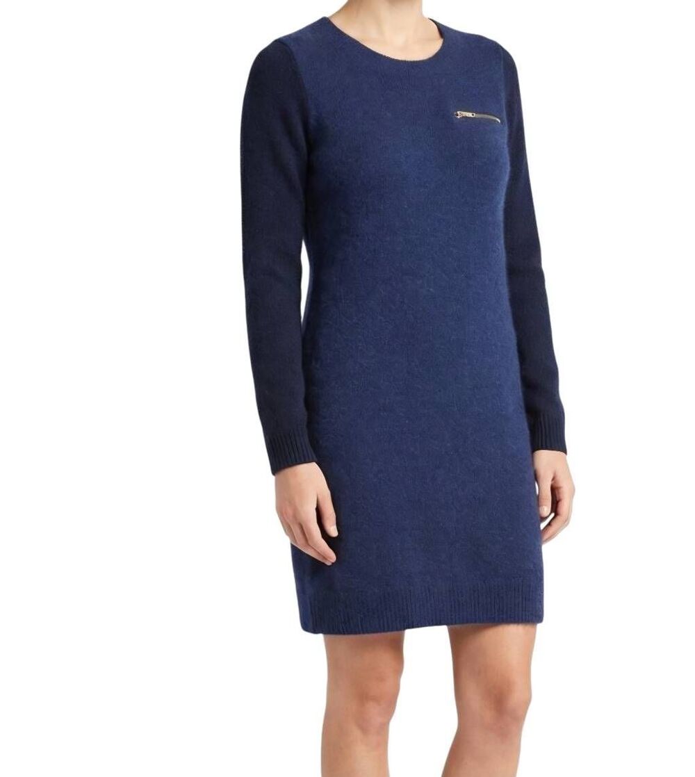 Madewell Sweater Dress Women's Small Blue Knit Rabbit Hair Wool Cashmere Cozy